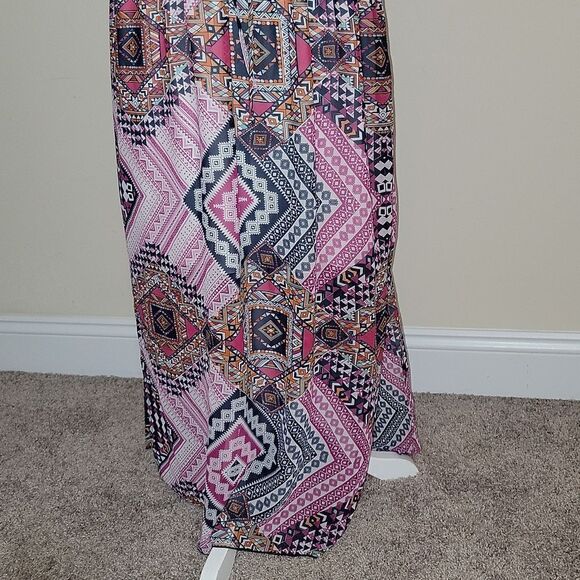 New EnFocus Studio Cinch Waist Maxi Dress Split Side Geometric Plus Size 16W - Picture 4 of 8
